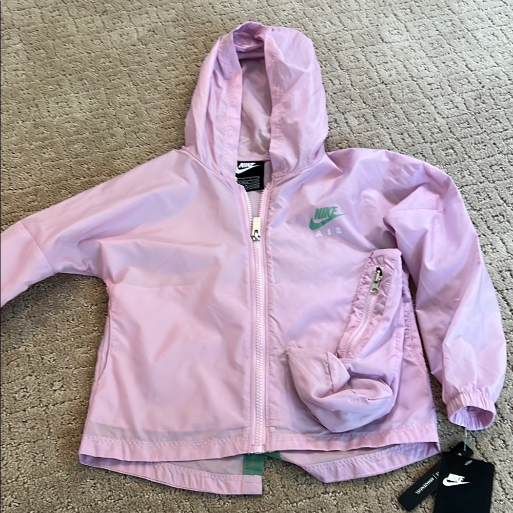 Nike Girls Pink Hooded Packable Rain Jacket BNWT